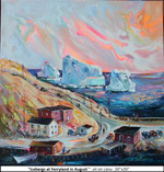 Icebergs at Ferryland in August, Oil on Canvas